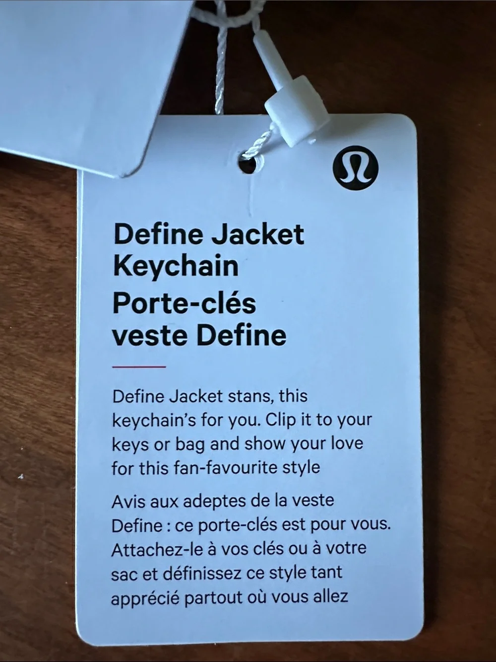 Lululemon Lilac Mini Define Jacket Keychain with Silver Hardware NWT